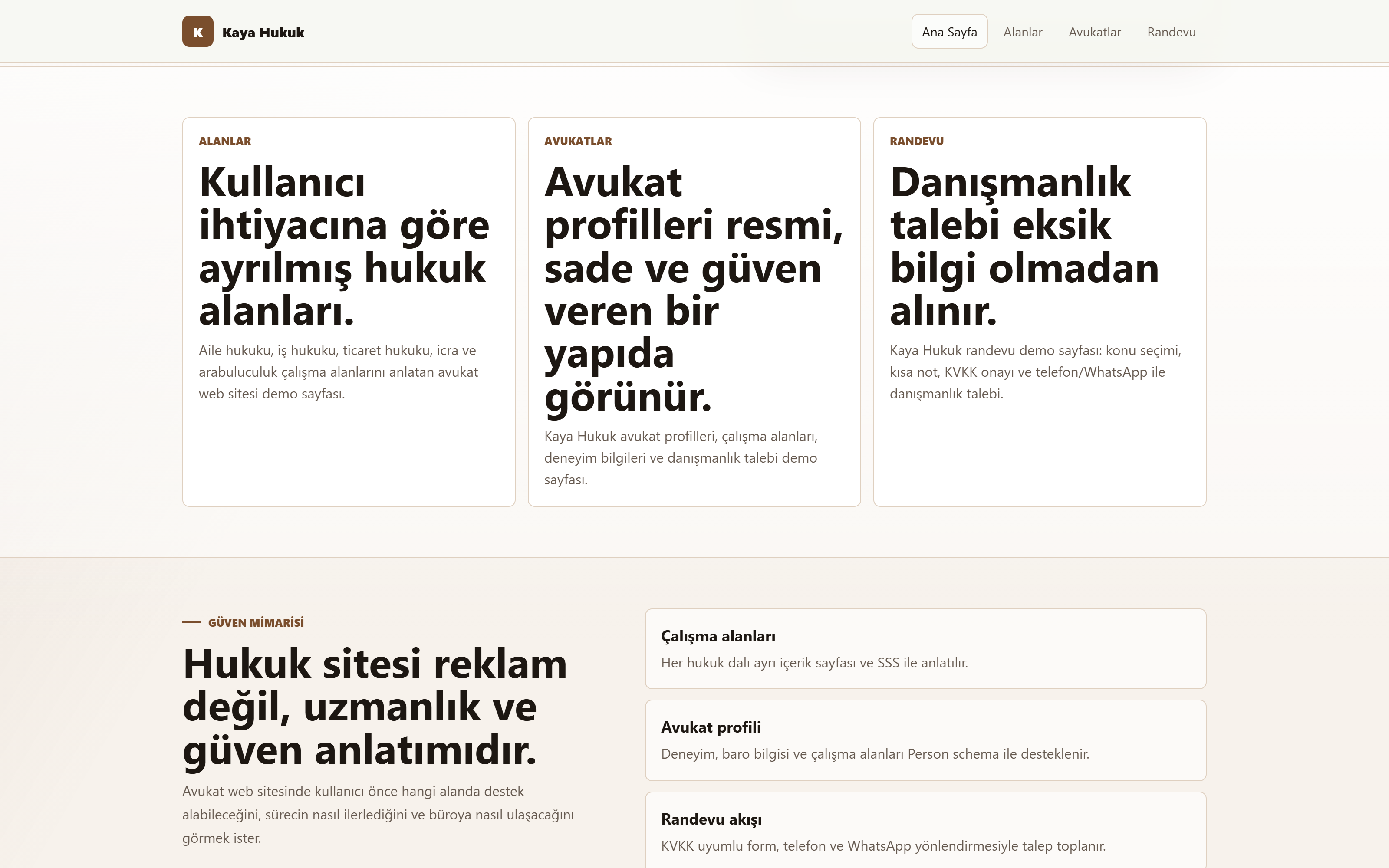 Avukat profilleri ve güven bölümü