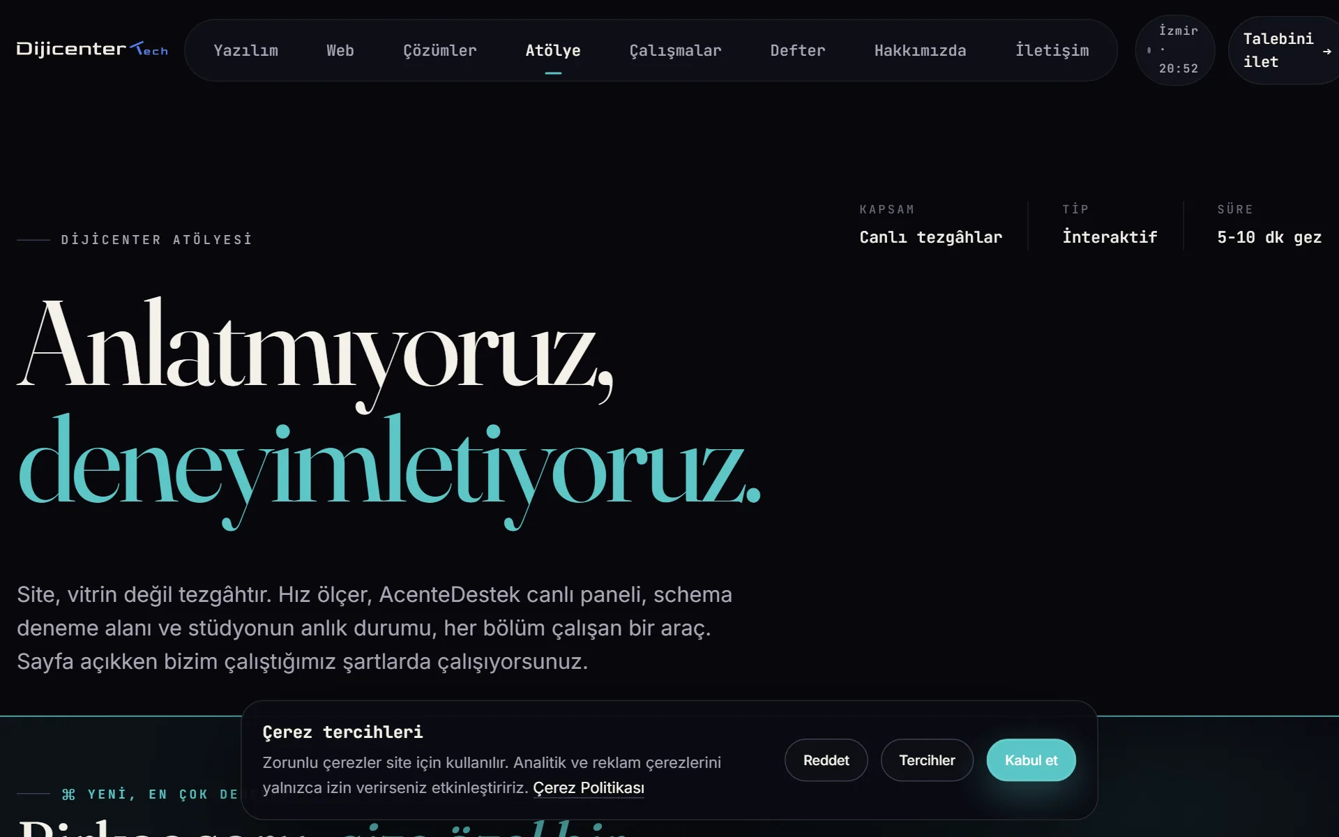 Atölye, AI brief ve sektör demoları