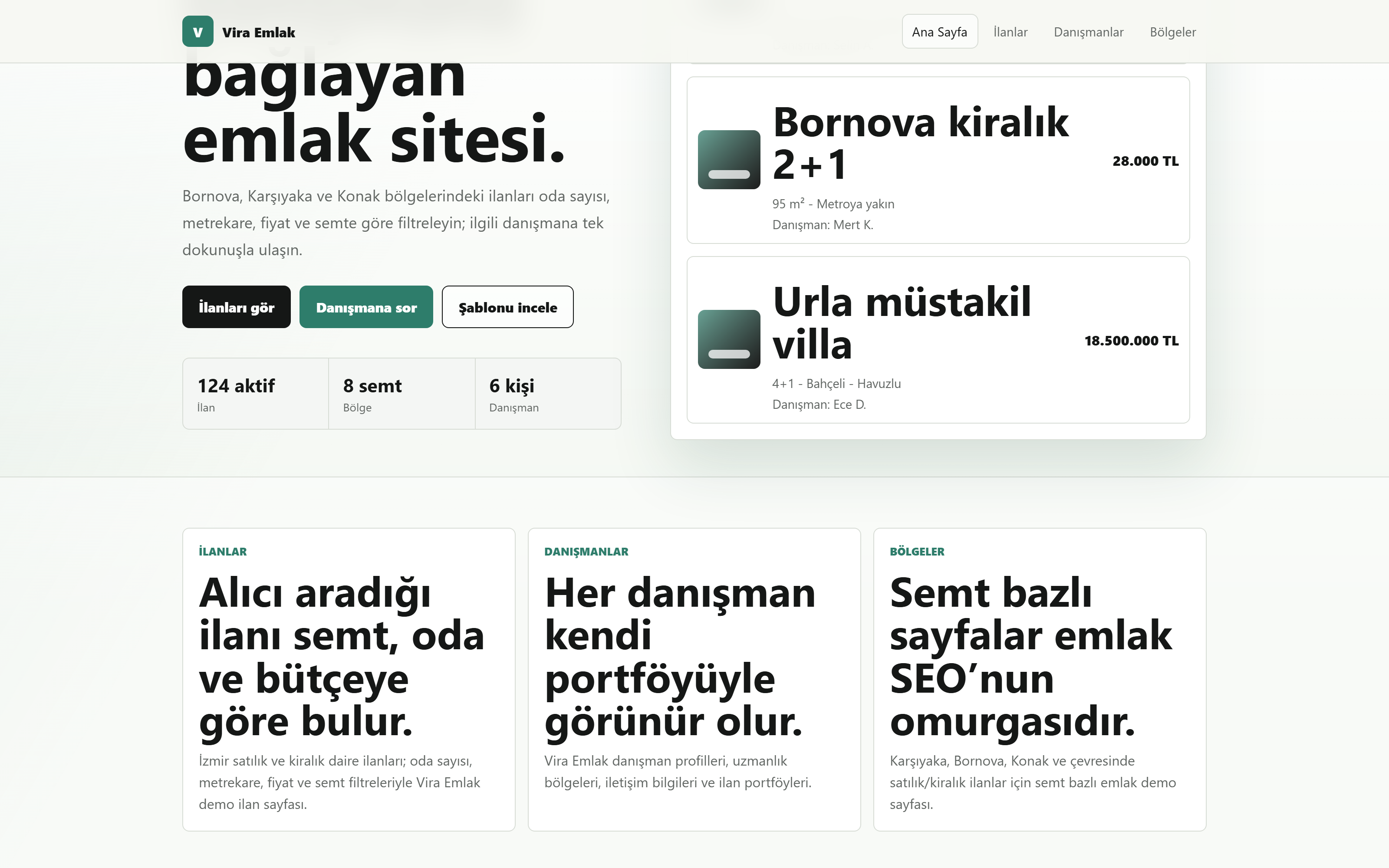 İlan listesi — filtreli arama, oda sayısı ve fiyat