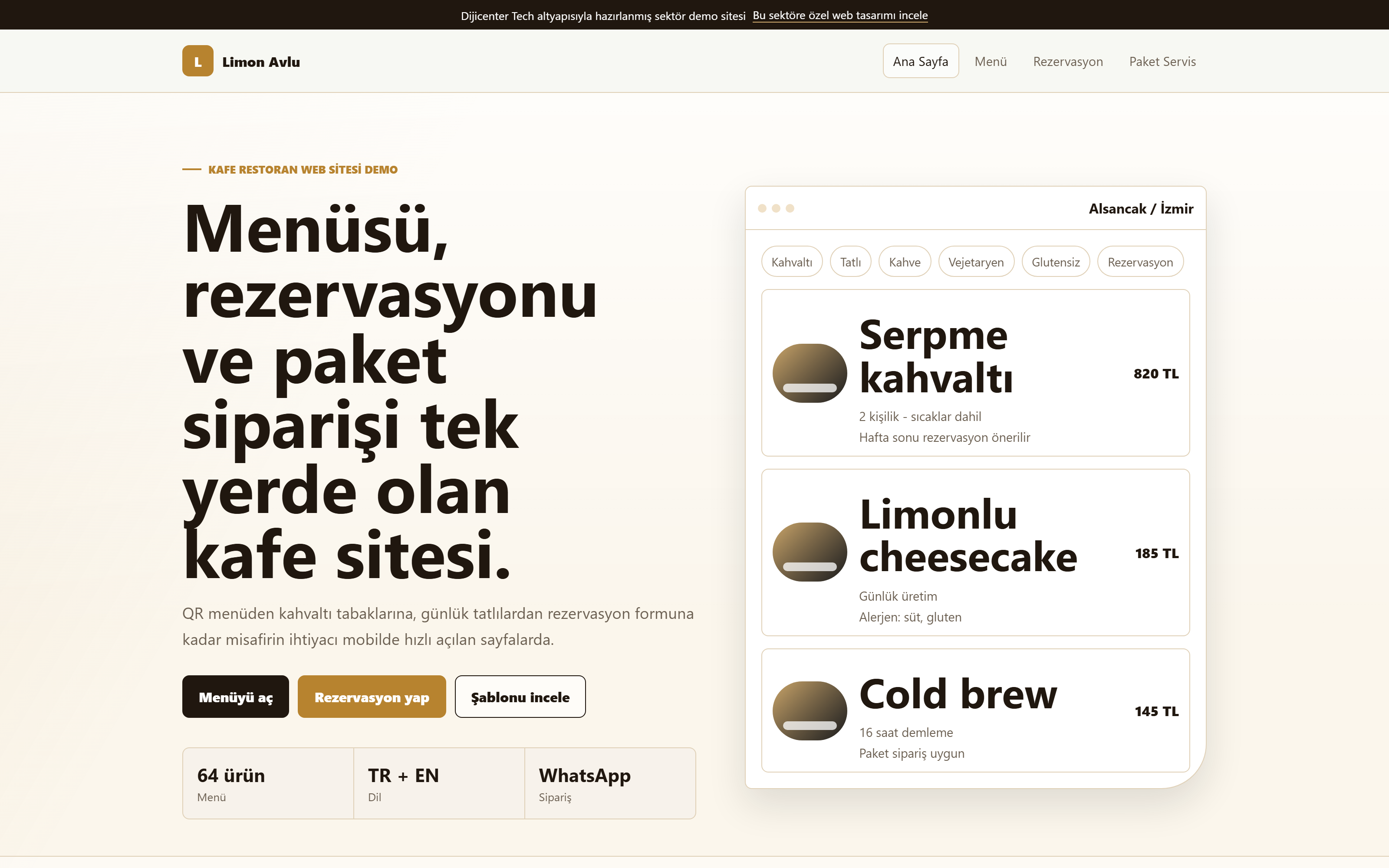 Kafe / Restoran Şablonu