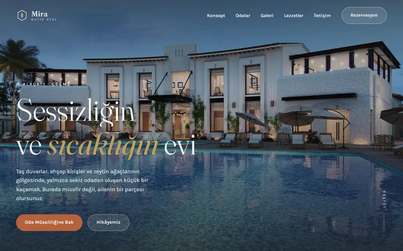 Mira Boutique Hotel web tasarım önizleme