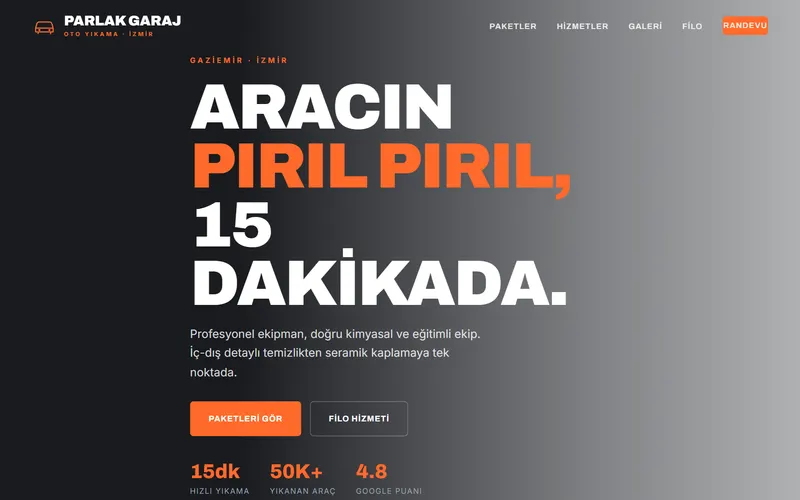 Parlak Garaj web tasarım önizleme